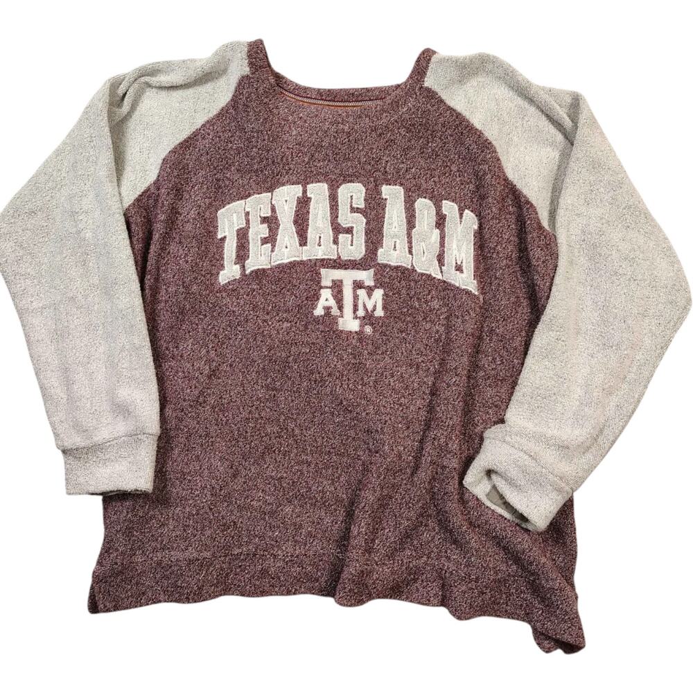 Three Square Women's Aggies Comfy French Terry Pullover Sweater Size L